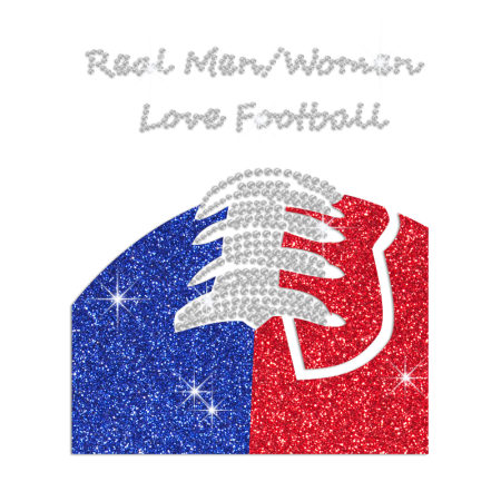 Real Men Or Women Love Football Glitter Rhinestone Iron On