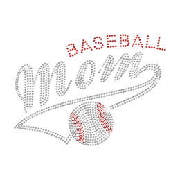 Bling Baseball MOM Iron On Rhinestone Transfer