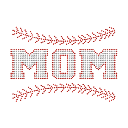 Twinkling Crystal Baseball Mom Iron On Design