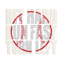 Hit Hard Run Fast Turn Left Iron on Glitter Rhinestone Transfer Motif