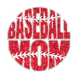 Glittering Baseball Mom Iron on Rhinestone Transfer Decal