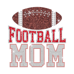 Customized Football Mom Glitter Rhinestud Rhinestone Iron On