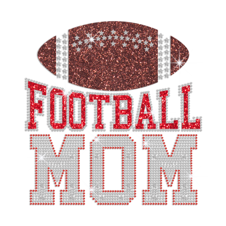 Customized Football Mom Glitter Rhinestud Rhinestone Iron On