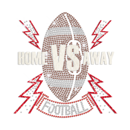 Glittering Home VS Away Football Iron on Rhinestone Transfer Motif