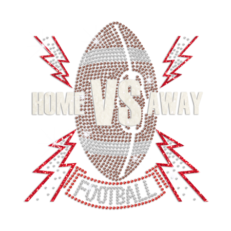 Glittering Home VS Away Football Iron on Rhinestone Transfer Motif