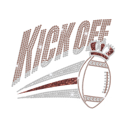 Bling Football Kick Off Iron on Glitter Rhinestone Transfer Motif