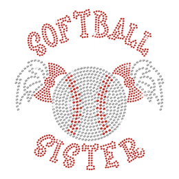 Softball Sister Cute Rhinestone Transfer Design