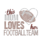 This Mom Loves Her Football Team Iron on Glitter Rhinestone Transfer Decal