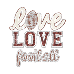 Bling Live Love Football Iron on Glitter Rhinestone Transfer Decal