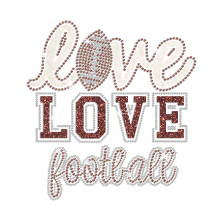 Bling Live Love Football Iron on Glitter Rhinestone Transfer Decal