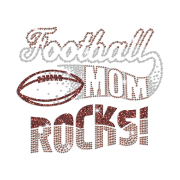 Wholesale Football Mom Rocks Iron on Glitter Rhinestone Transfer Motif