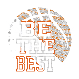 Be The Best Bling Basketball Iron on Flock Rhinestud Transfer Decal