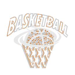 Customized Basketball Design Iron on Flock Rhinestone Transfer Decal