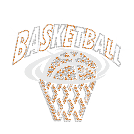 Customized Basketball Design Iron on Flock Rhinestone Transfer Decal