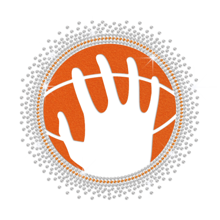 Personalized Holding Basketball Iron on Flock Rhinestud Transfer Decal