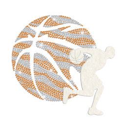 Playing Sparkling Basketball Iron on Flock Rhinestud Transfer Motif