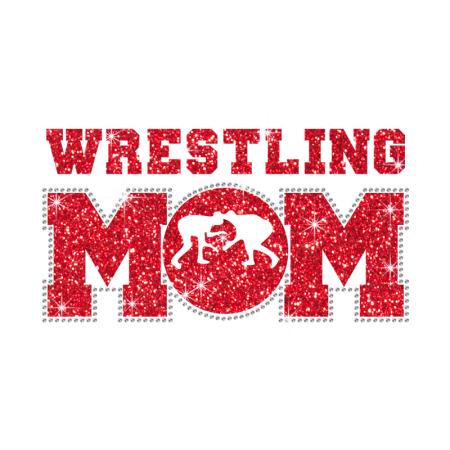 Glittering Wrestling Mom Iron on Rhinestone Transfer Decal