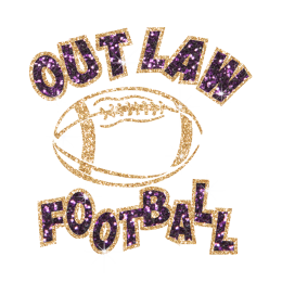 Glittering Out Law Football Iron on Rhinestone Transfer Decal