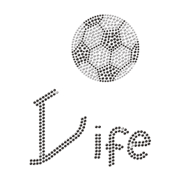 Wholesale Bling Soccer Life Iron on Rhinestone Transfer Motif