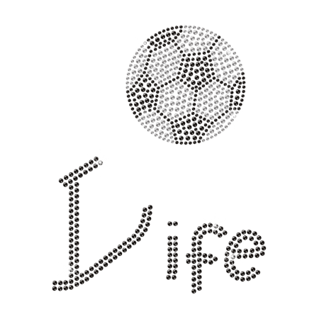 Wholesale Bling Soccer Life Iron on Rhinestone Transfer Motif