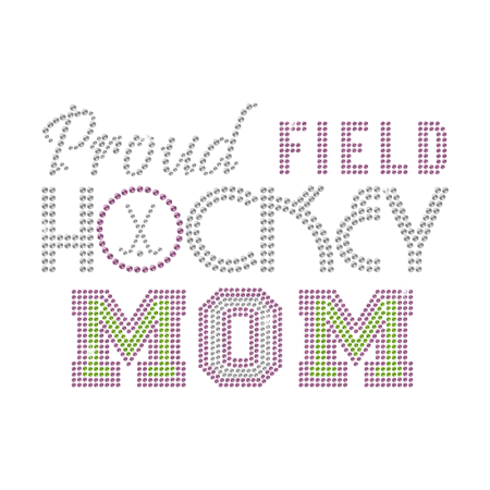 Proud Field Hockey Mom Iron on Rhinestone Transfer Decal