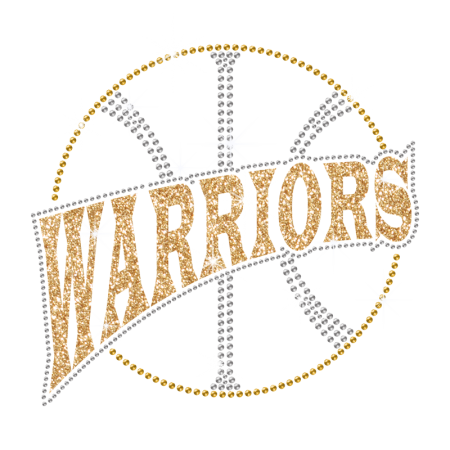 Glittering Basketball Warriors Iron on Rhinestone Transfer Decal