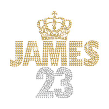 No.23 James with Golden Crown Iron on Rhinestone Transfer Decal