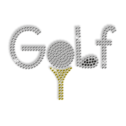 Vivid Golf Lettering Rhinestone Hot Fix Transfer