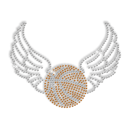 Rhinestone Pattern Basketball with Wings Motif Iron ons