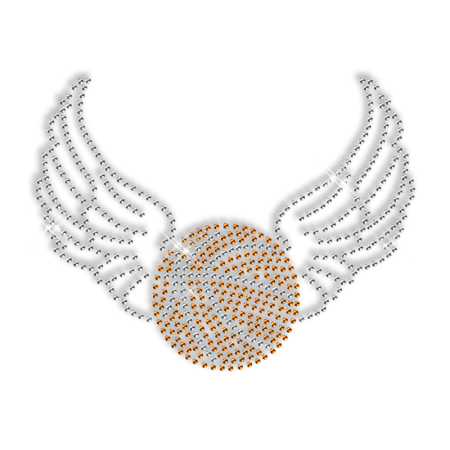 Rhinestone Pattern Basketball with Wings Motif Iron ons