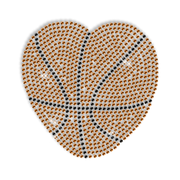 Heart Pattern Iron on Basketball Rhinestone Transfer