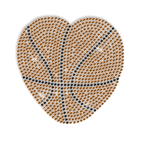 Heart Pattern Iron on Basketball Rhinestone Transfer