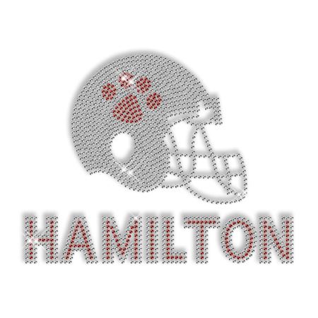 Hamilton Football Helmet Rhinestone Iron on Logo Design