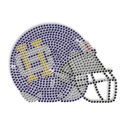 Hotfix Rhinestone Design Football Helmet Transfer