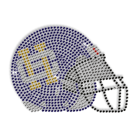 Hotfix Rhinestone Design Football Helmet Transfer