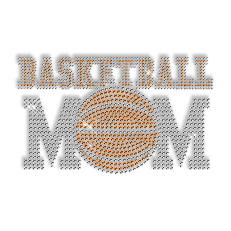 Classic Iron on Design Basketball Mom Rhinestone Pattern