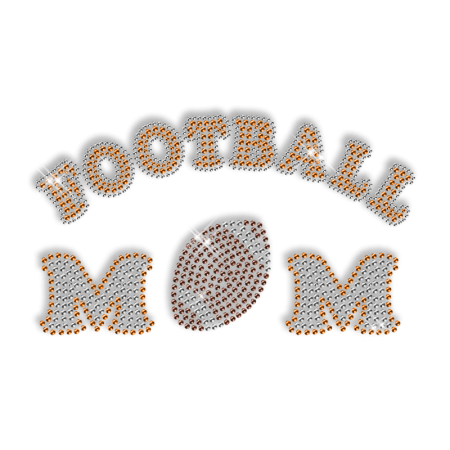 Rhinestone Iron on Football Mom Design Transfer