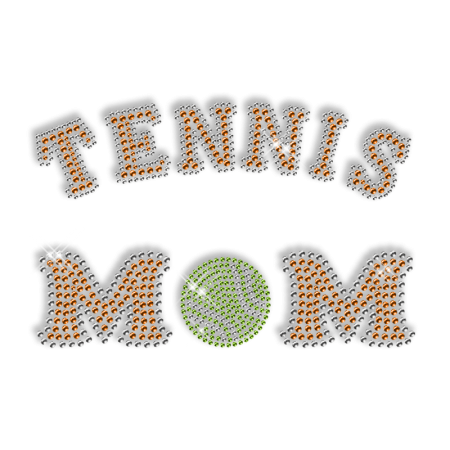 Tennis Mom Iron on Letter Rhinestone Motif