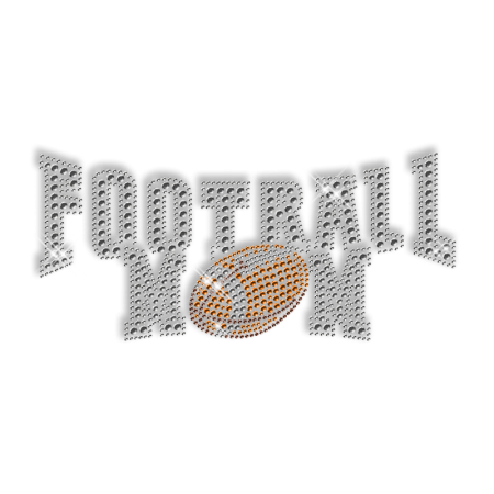 Rhinestone Football Mom Bling Iron on Crystal Transfer