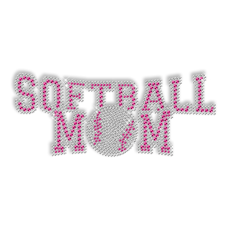 Rhinestone Hot fix Softball Mom Transfer Motif