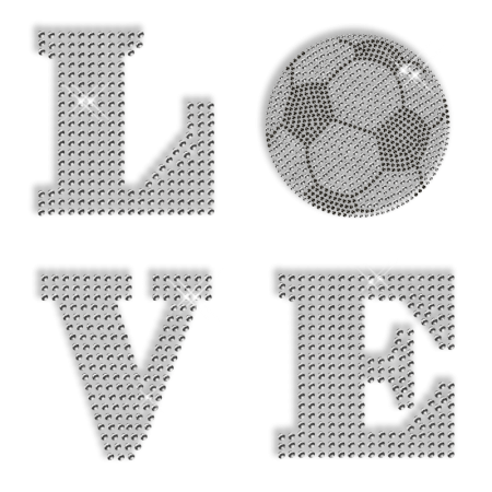 Custom Best Sparkling I Love Football Rhinestone Iron on Transfer Design for Shirts