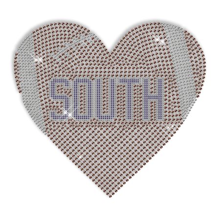 Custom Cool Brown Sparkling South Soccer Rhinestone Iron on Transfer Design for Shirts
