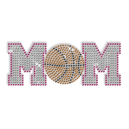 Custom Cool Sparkling Basketball Mom Diamante Iron on Transfer Pattern for Shirts