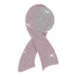 Custom Cool Sparkling Pink Ribbon and Baseball Diamante Iron on Transfer Motif for Shirts