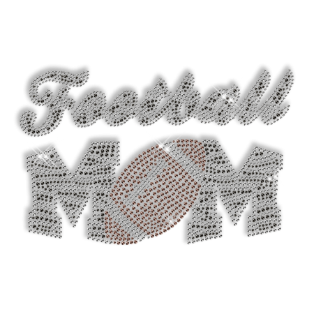 Custom Cool Sparkling Football Mom Diamante Iron on Transfer Design for Shirts