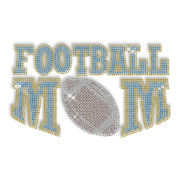 Custom Cool Sparkle Blue Football Mom Diamante Iron on Transfer Design for Shirts