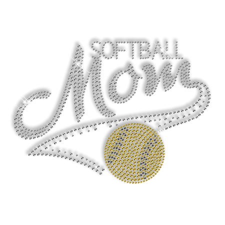 Custom Cool Sparkling Softball Mom Diamante Iron on Transfer Design for Shirts