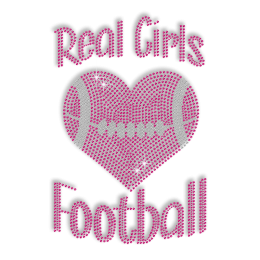 Real Girl Love Football Iron Rhinestone Transfer