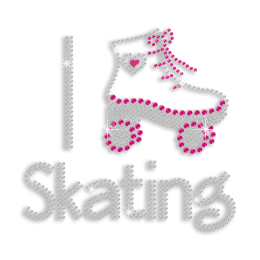 Shining I Love Skating Hotfix Diamante Motif for Garments