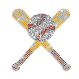 Custom Baseball Bat Iron on Rhinestone Glitter Transfer